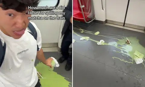 Man films matcha spill on train cabin