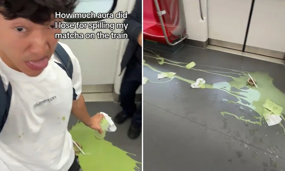 Man films matcha spill on train cabin