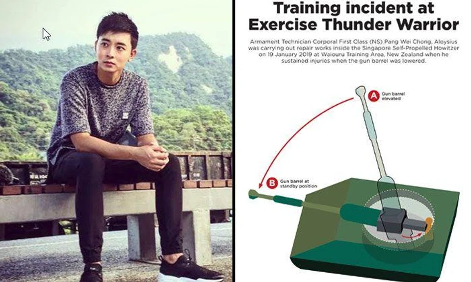 Aloysius Pang was crushed when he was caught between howitzer's gun barrel and cabin