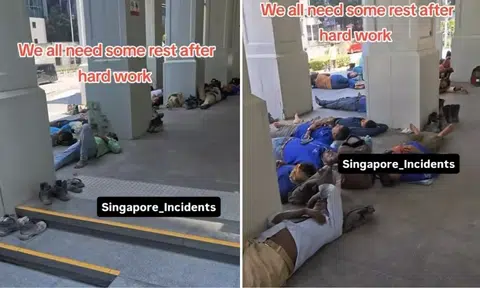 migrant workers, rest areas, nap, Singapore