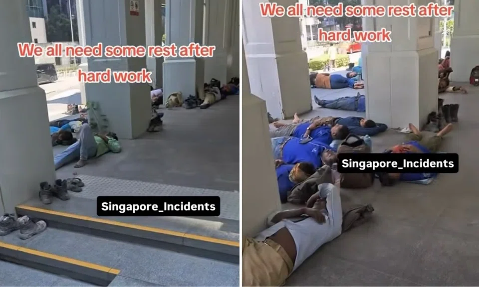 migrant workers, rest areas, nap, Singapore