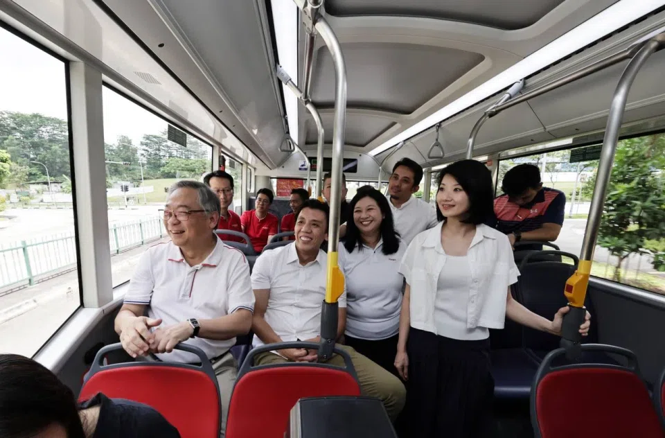 (From left) DPM Gan Kim Yong, Acting Transport Minister Jeffrey Siow, Punggol GRC MP Yeo Wan Ling and Senior Minister of State for Transport Sun Xueling at Punggol Coast Bus Interchange on Oct 18.
