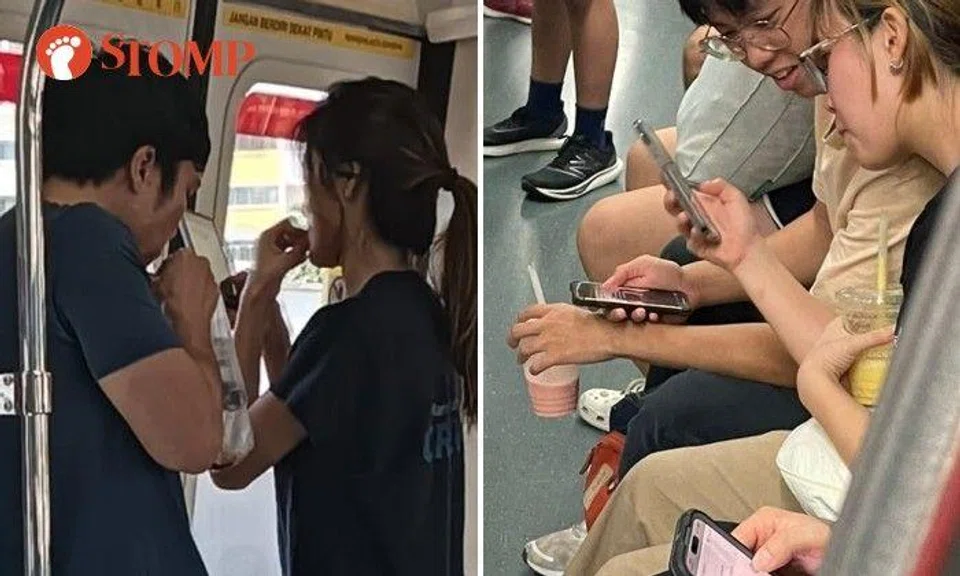 Stompers shared more photos of commuters eating and drinking on the MRT train.