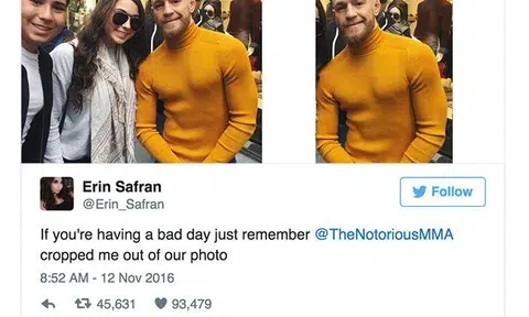 This girl's epic response to being cropped out of MMA star's photo will make you LOL