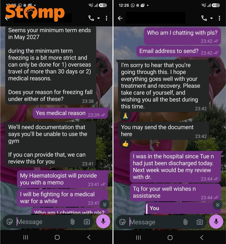 gym cancellation fee, cancer patient, compassion