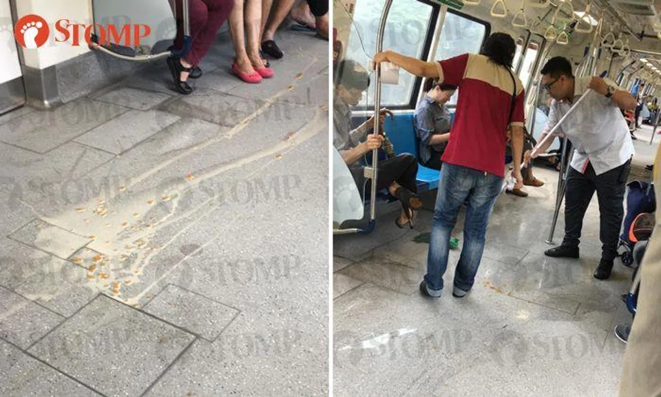 See, this is exactly why we aren't supposed to eat and drink on trains