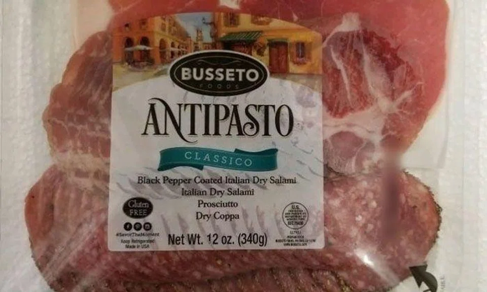 The product on recall, Busseto’s Antipasto Classico (340g), is made in the United States and has an expiry date of April 30. PHOTOS: SINGAPORE FOOD AGENCY