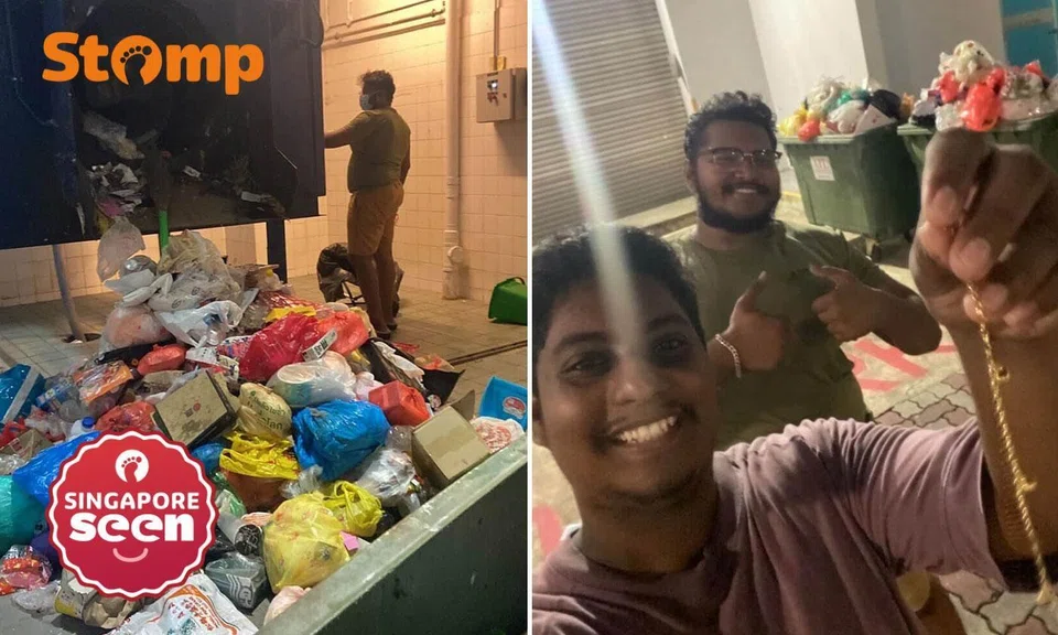 Men dig through rubbish to look for $900 bracelet