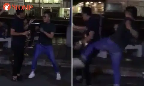 "You langgar my brother": Guy punches and kicks another man at Clarke Quay