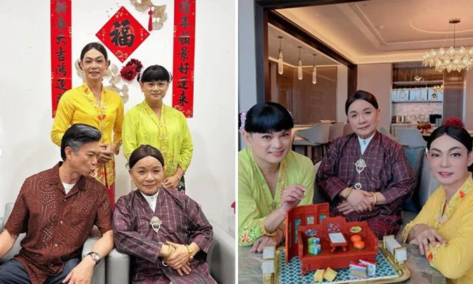 Mark Lee, Dennis Chew, Marcus Chin parody Emerald Hill in sarong kebayas as 'little nyonyas'
