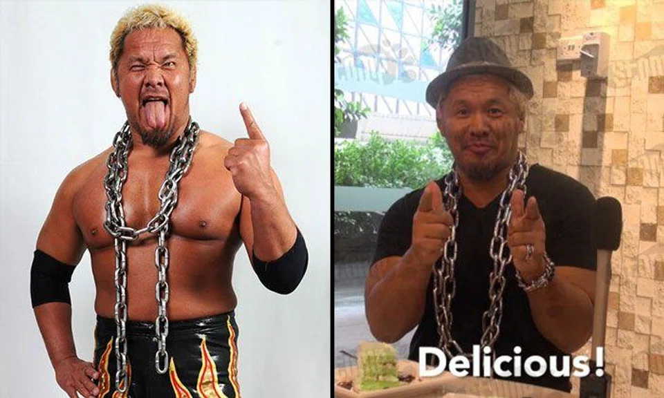 Japanese wrestler "The Unchained Gorilla" tries desserts popular among Singaporeans 