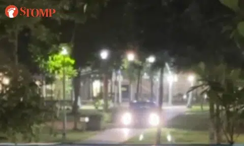 What is this driver doing on Sembawang pedestrian walkway at 6.40am?