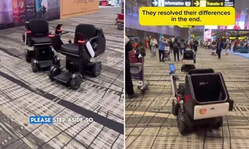 ai wheelchairs’ polite stand-off changi airport