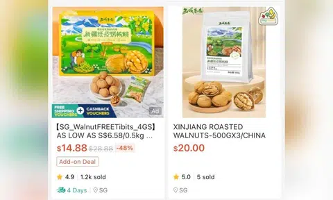 Roasted walnuts from China recalled by SFA still being listed on Shopee, Carousell and Qoo10