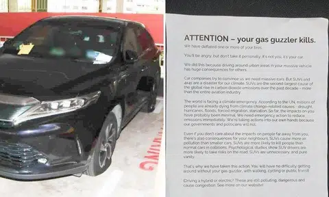 Parents to bail out NUS student accused of deflating car tyres and leaving flyers about evils of SUVs