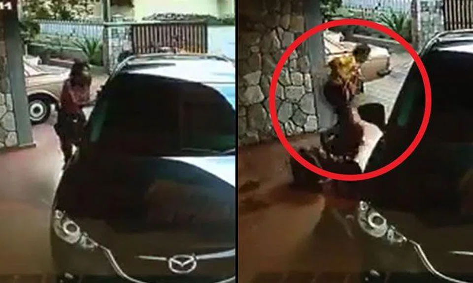 Watch brazen Malaysian thief infiltrate porch and snatch purse from woman in spilt second
