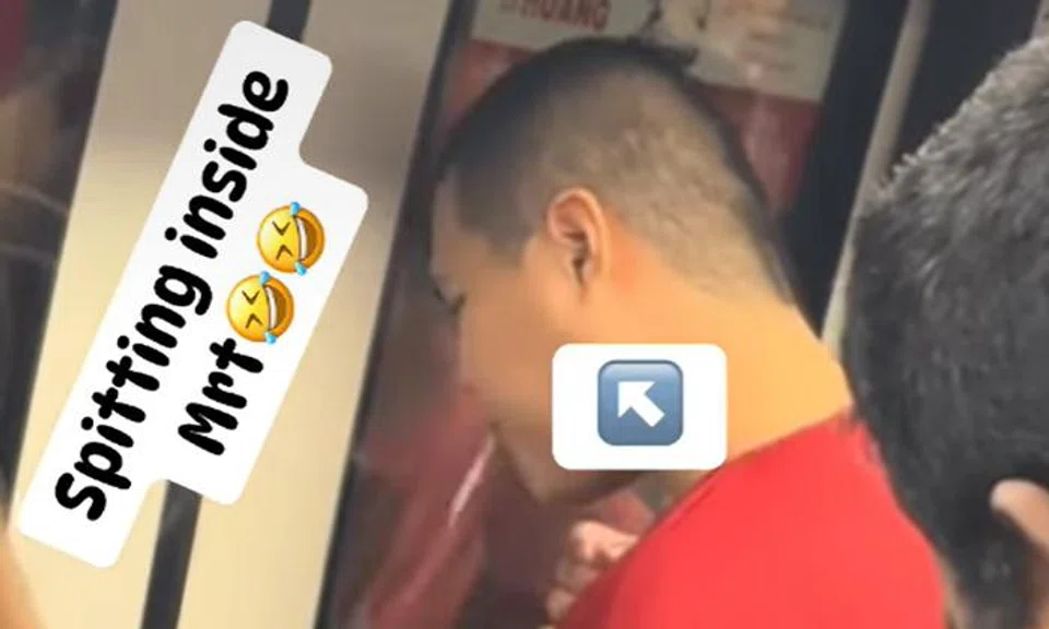A man spat in an MRT train. 