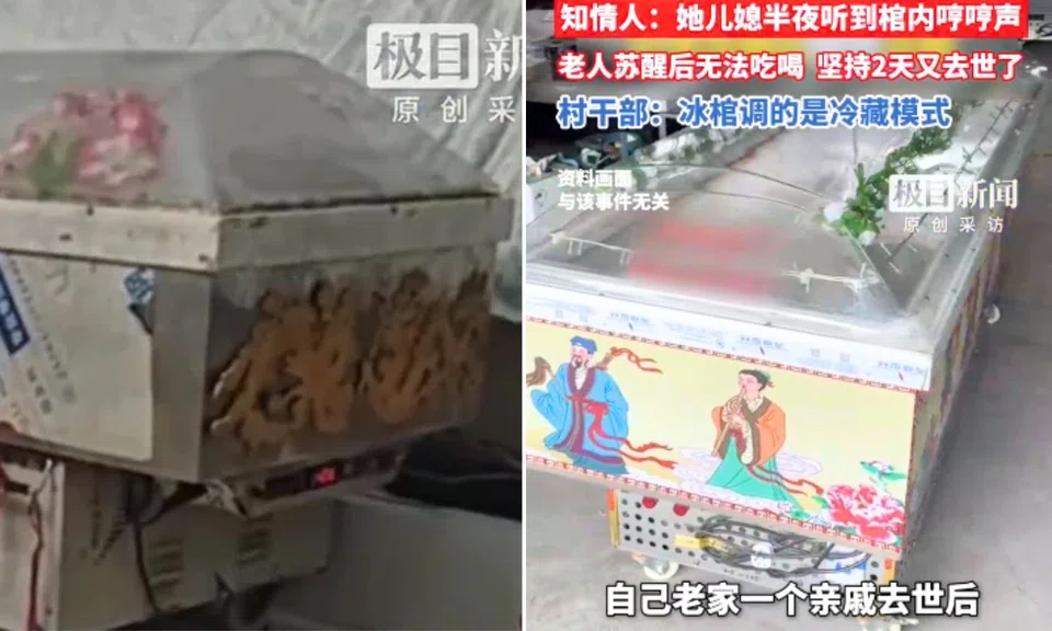 Woman wakes, placed, refrigerated coffin, pass away