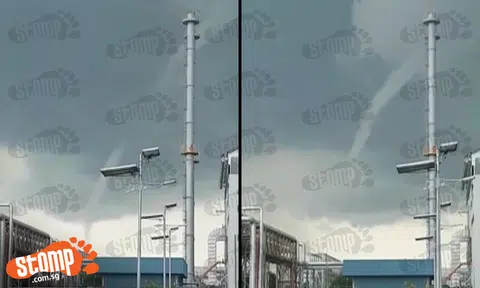 Workers at Jurong Island left in awe by waterspout