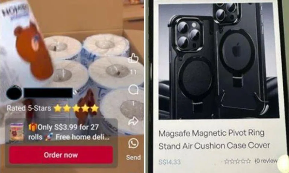 The police shared screenshots of ads offering 27 Nomieo toilet rolls for $3.99 among others.