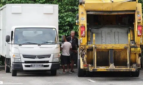 Minibuses and lorries were spotted refuelling from the lorry with the covered back.
