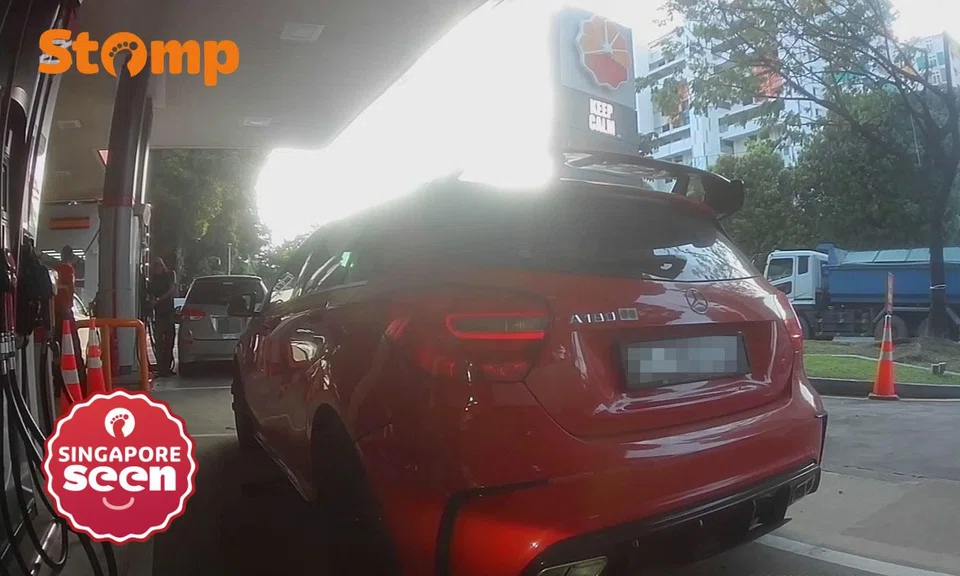 Mercedes-Benz hogs petrol pump at SPC Marsiling
