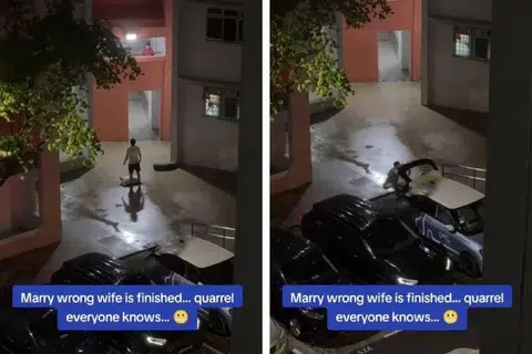 The woman told the man to ‘get lost’ and threw down a pillow and bolster.