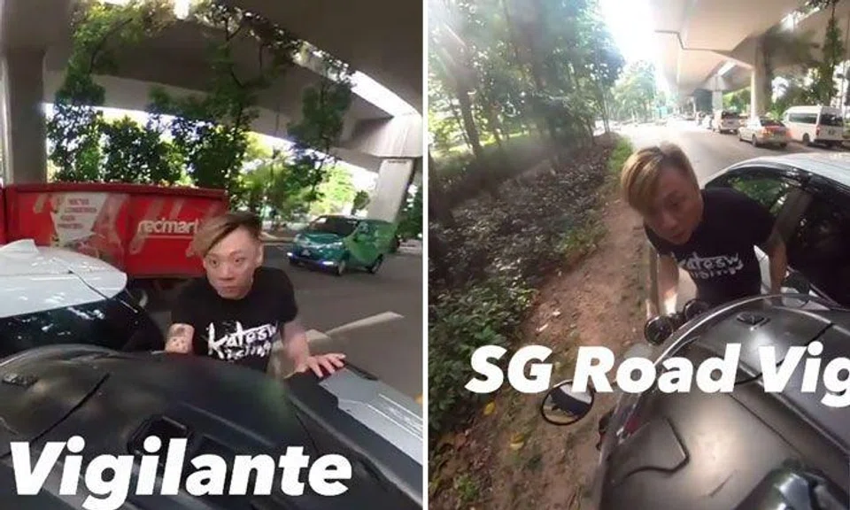 Driver upset after 'pai kia' rider points middle finger, aggressively forces him to stop at roadside