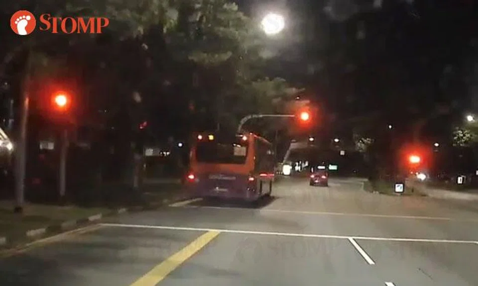 bus runs red light