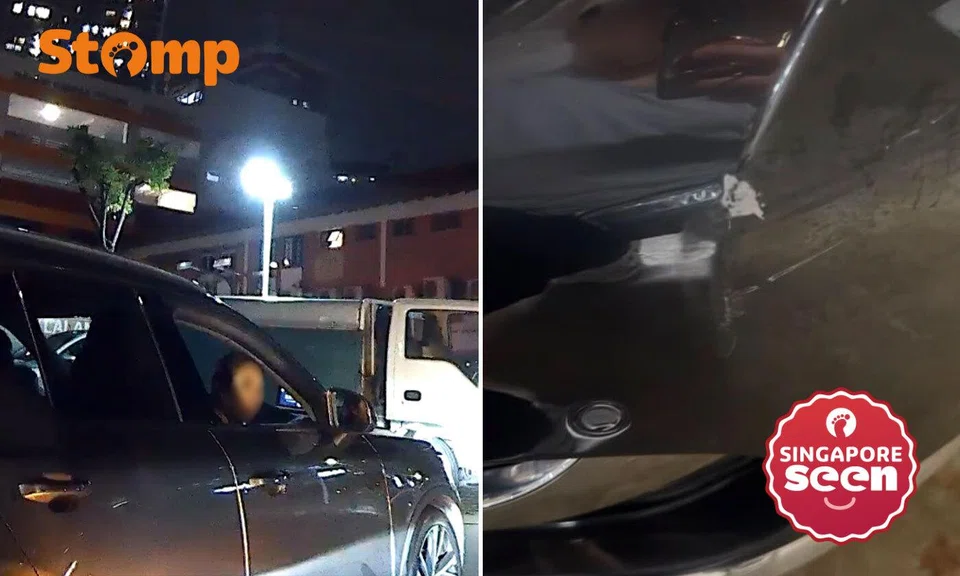 Driver scratches car while exiting lot in Bishan