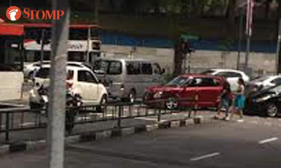 Cars collide at traffic junction at Tiong Bahru Road