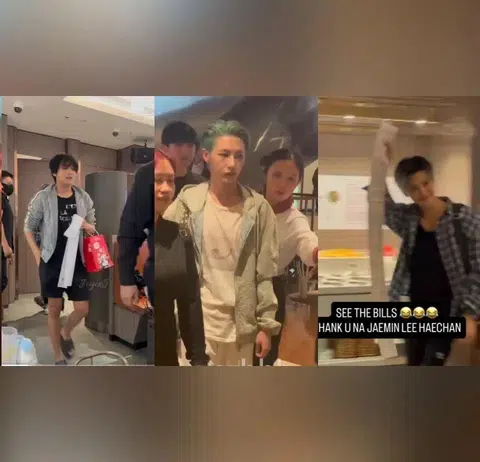 Members Haechan, Jaemin and Renjun were spotted dining in Haidilao located at The Shoppes at Marina Bay Sands.