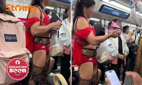 Commuter in revealing outfit on MRT train
