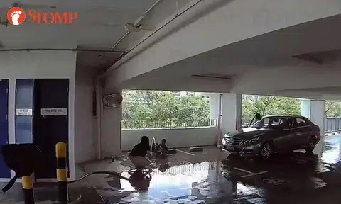 Family 'plays' with hose reel at AMK multi-storey carpark: It is a serious offence, says town council