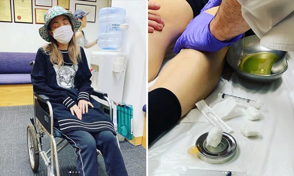 Visibly drained, Joey Yung had turned up in a hospital to seek medical treatment after her gruelling run of 19 Hong Kong concerts last month left her unable to walk without feeling immense pain. PHOTOS: YUNGCHOYEE/INSTAGRAM