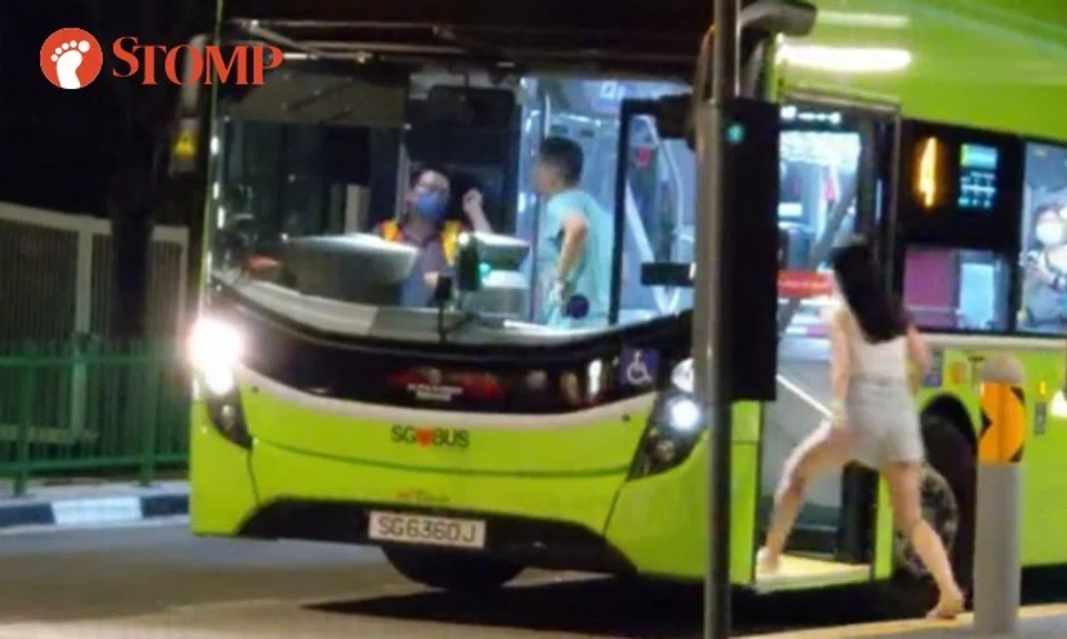 Footage of the incident – which took place at a bus stop in Flora Drive on Oct 31 near midnight – has been shared on social media and shows Teo shouting at the SBS Transit bus driver.
