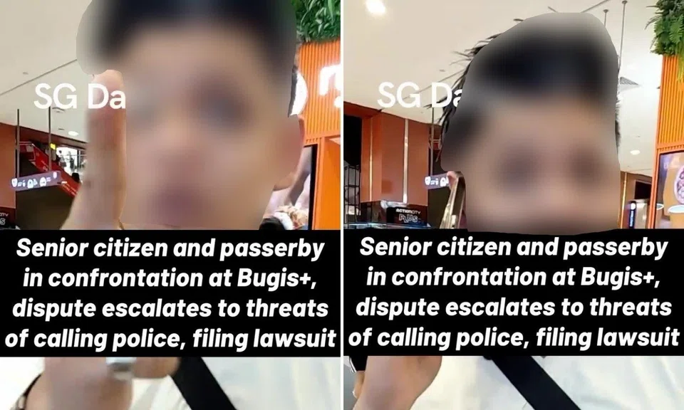 elderly man refuses to apologise after bumping into younger man at bugis+ shopping mall