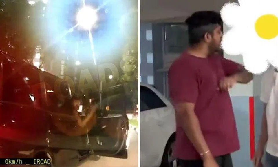 Drivers hurl vulgarities at each other after one of them honks at the other for not giving way