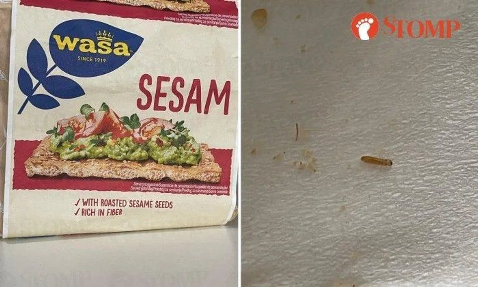 A FairPrice customer was disgusted to find a maggot after she ate the Wasa sesame crackers purchased from the supermarket.