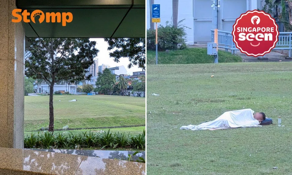 Man sleeps in middle of field at Farrer Park