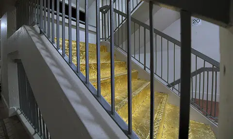 "Art not vandalism", says artist behind mysterious golden stairway at Jalan Rajah HDB