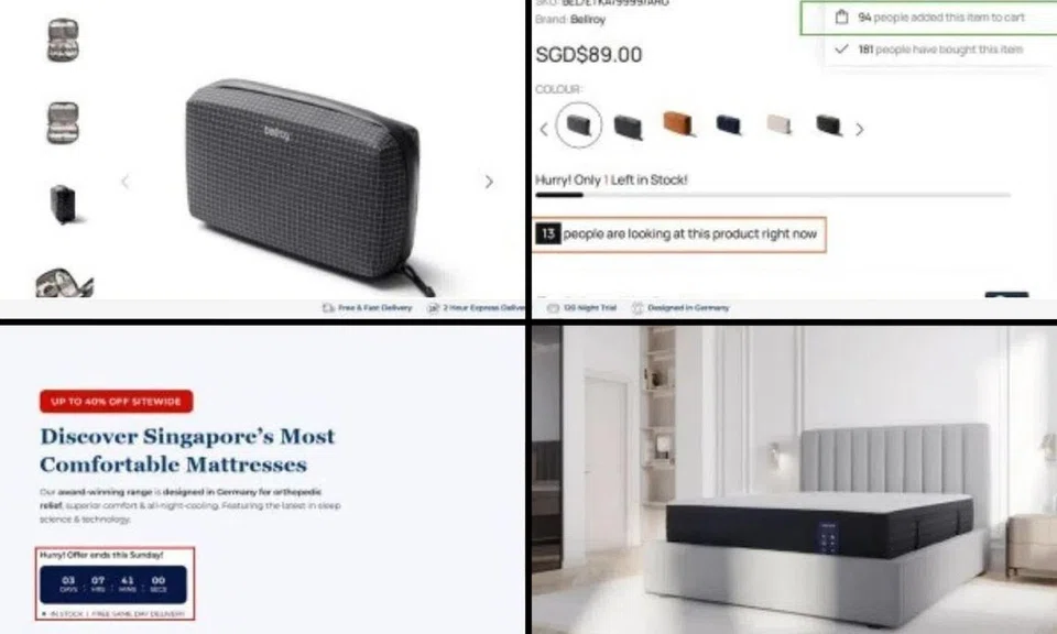 Misleading features included fake visitor counts, fabricated countdown timers and false discount claims were used to create fake urgency and demand.