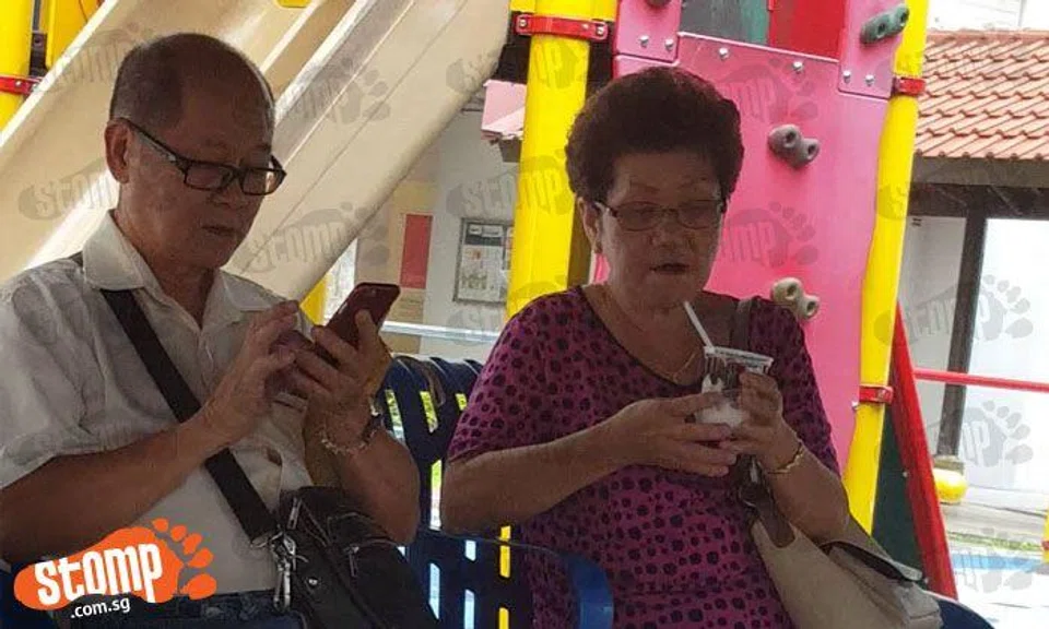 Ah gong and ah ma so cute... playing Pokemon Go