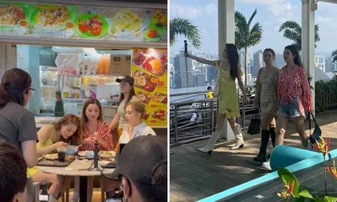 Charlene Choi, Gillian Chung and Joey Yung spotted at MBS, Lau Pa Sat and Chinatown