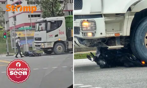 Motorcyclist taken to hospital, tipper truck driver assisting with investigations after Pasir Ris accident