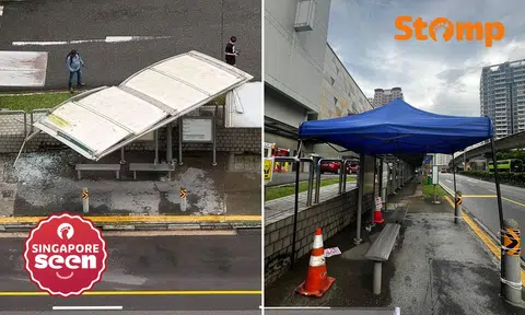 SMRT bus hits bus shelter in Bukit Panjang