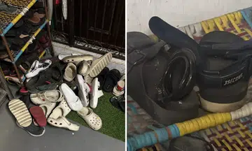 Shoes scattered outside Choa Chu Kang unit with bicycle lock left on rack, man arrested for loan shark harassment 