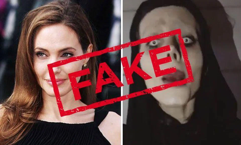 A comparison of Angeline Jolie (left) and a doctored photo of Sahar Tabar (right).