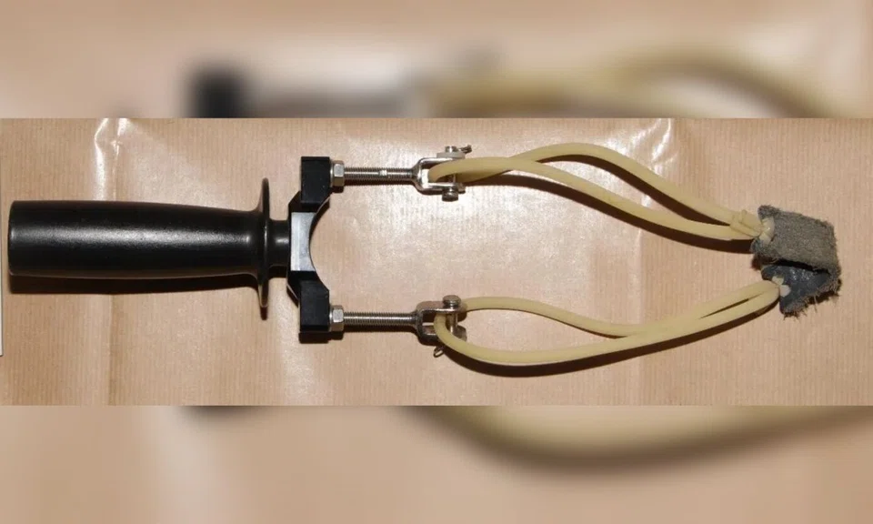 man arrested shooting birds marbles catapult