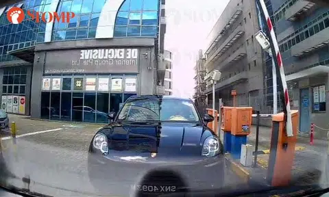 Porsche caught tailgating to evade parking fee at Serangoon North, road tax allegedly expired
